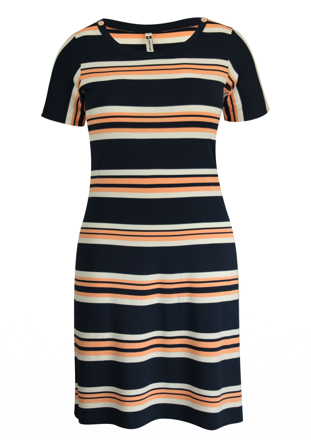 Vestido Listrado Coral e Azul Marinho | Pau a Pique