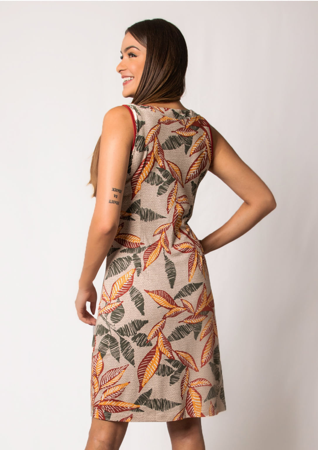 Vestido Estampado Bege | Pau a Pique