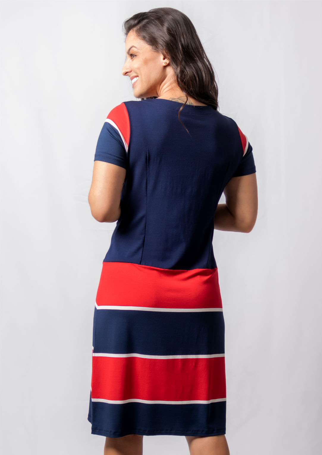 Vestido Listrado Azul Marinho | Pau a Pique