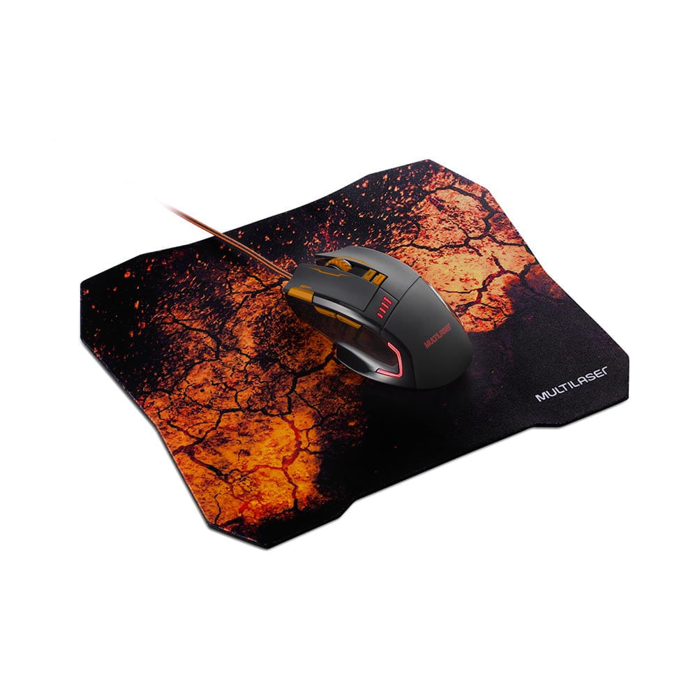 Combo Mouse e Mousepad Gamer Laranja Multilaser - MO256X [Reembalado]