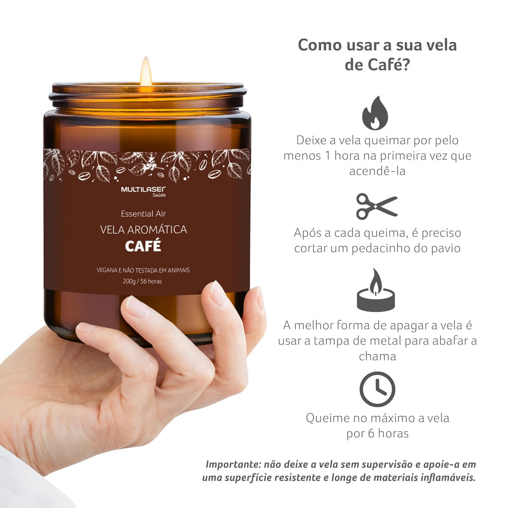 Vela Aromática de Café 200g Multilaser Saúde - HC526X [Reembalado]
